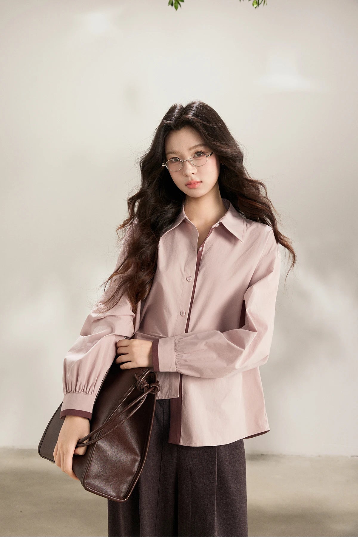MISHOW French Cotton Contrast Shirt Polo Neck Asymmetrical MXF13C2435
