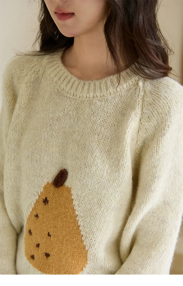 Mishow Pear Pattern Jacquard Crew Neck Pullover MXE94Z2959