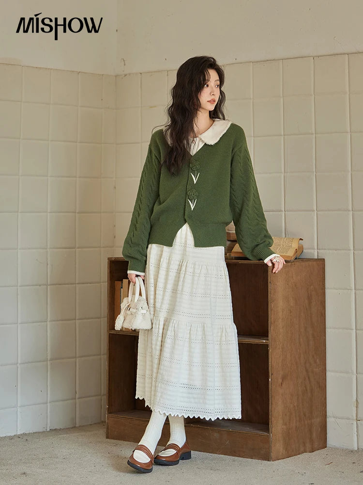 Mishow Three-Dimensional Flowers V-Neck Cardigan MXD36Z0894