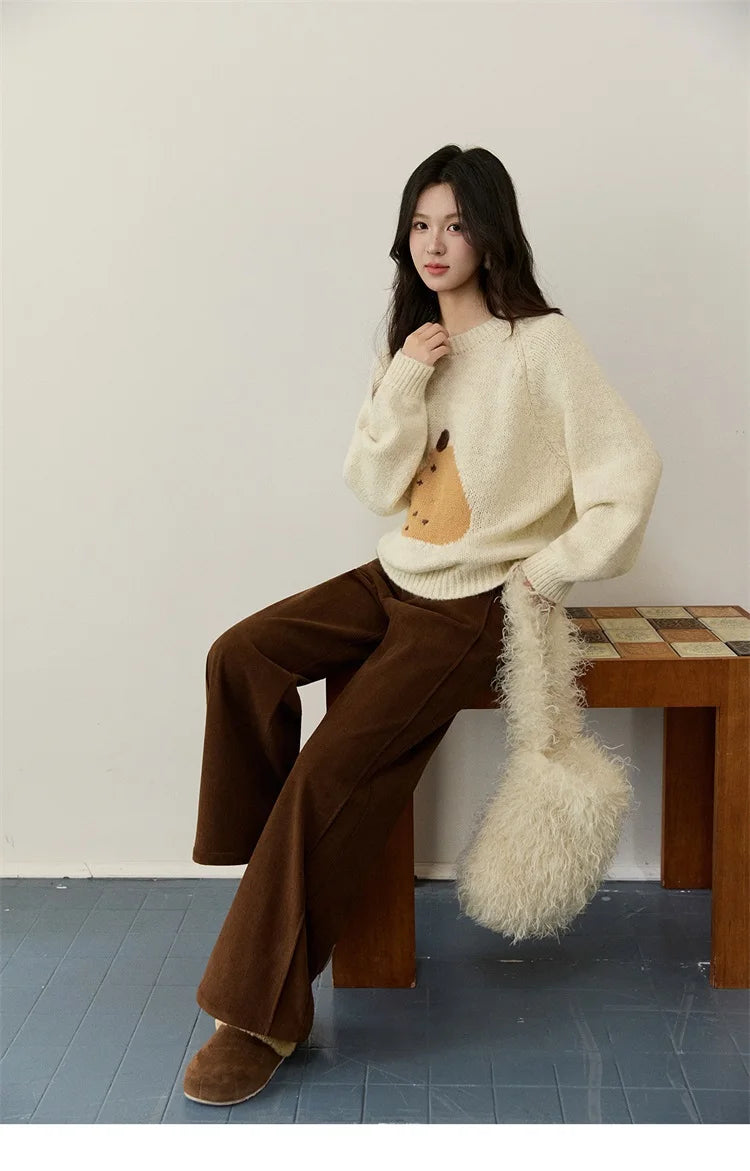 Mishow Pear Pattern Jacquard Crew Neck Pullover MXE94Z2959