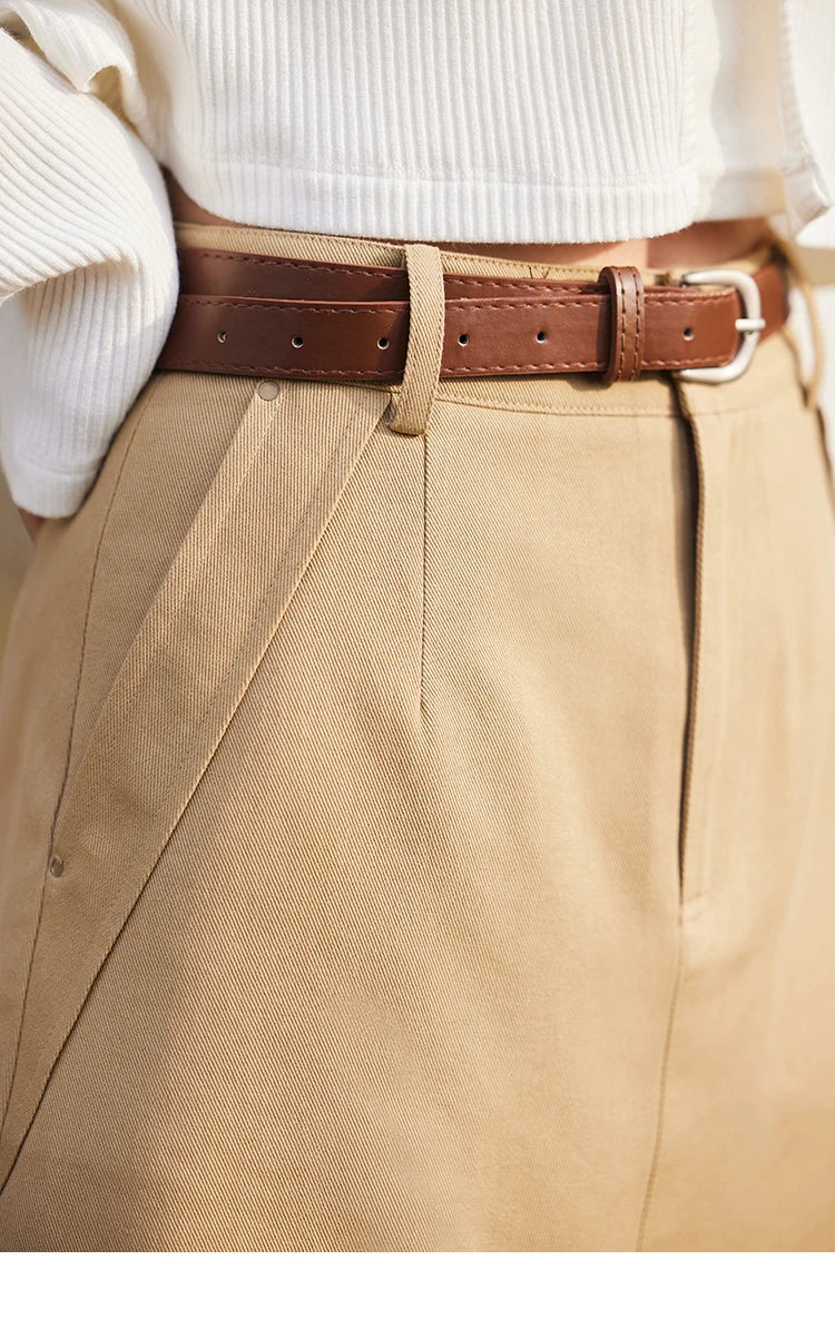 Mishow Khaki Diagonal Insert Pocket A-Line Skirt MXE13B0694