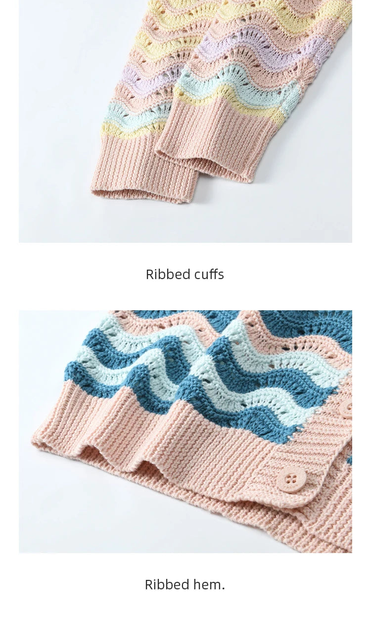 Mishow Color Stripe V-Neck Loose Cardigan MXE16Z1203