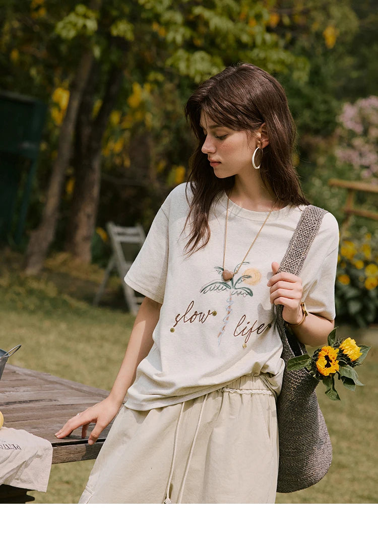 Mishow Coconut Tree Print Straight Tee MXE31T0520