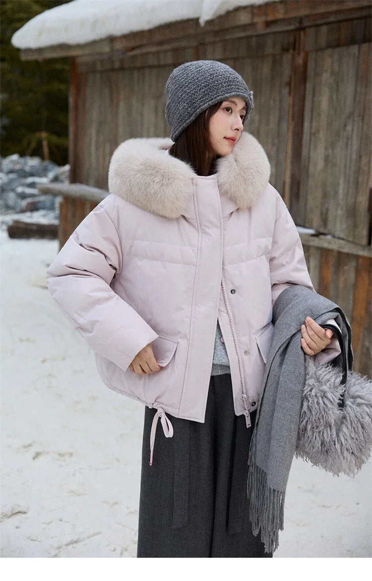 Mishow Short Detachable Fur Collar Down Jacket MXE87Y0084