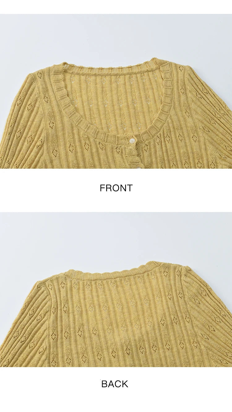 Mishow Pit Stripe French Retro Round Neck Cardigan MXE42Z1374