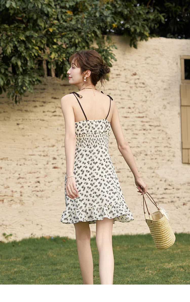 Mishow French Floral Lace-Up Camisole Dress MXD22L1708