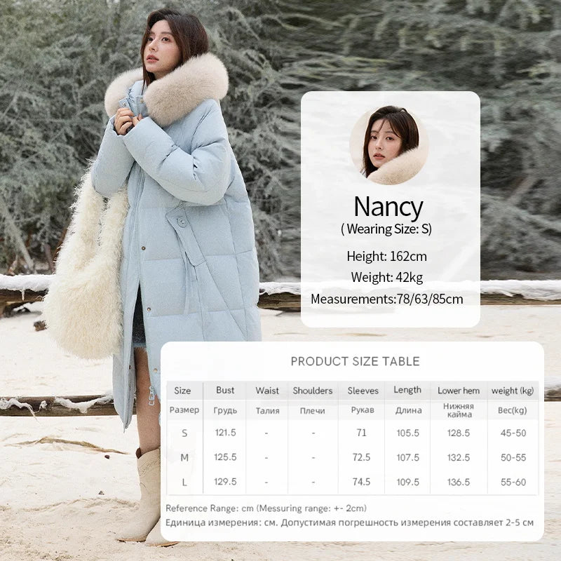 Mishow Hooded 90% White Duck Down Long Coat MXE51Y0079
