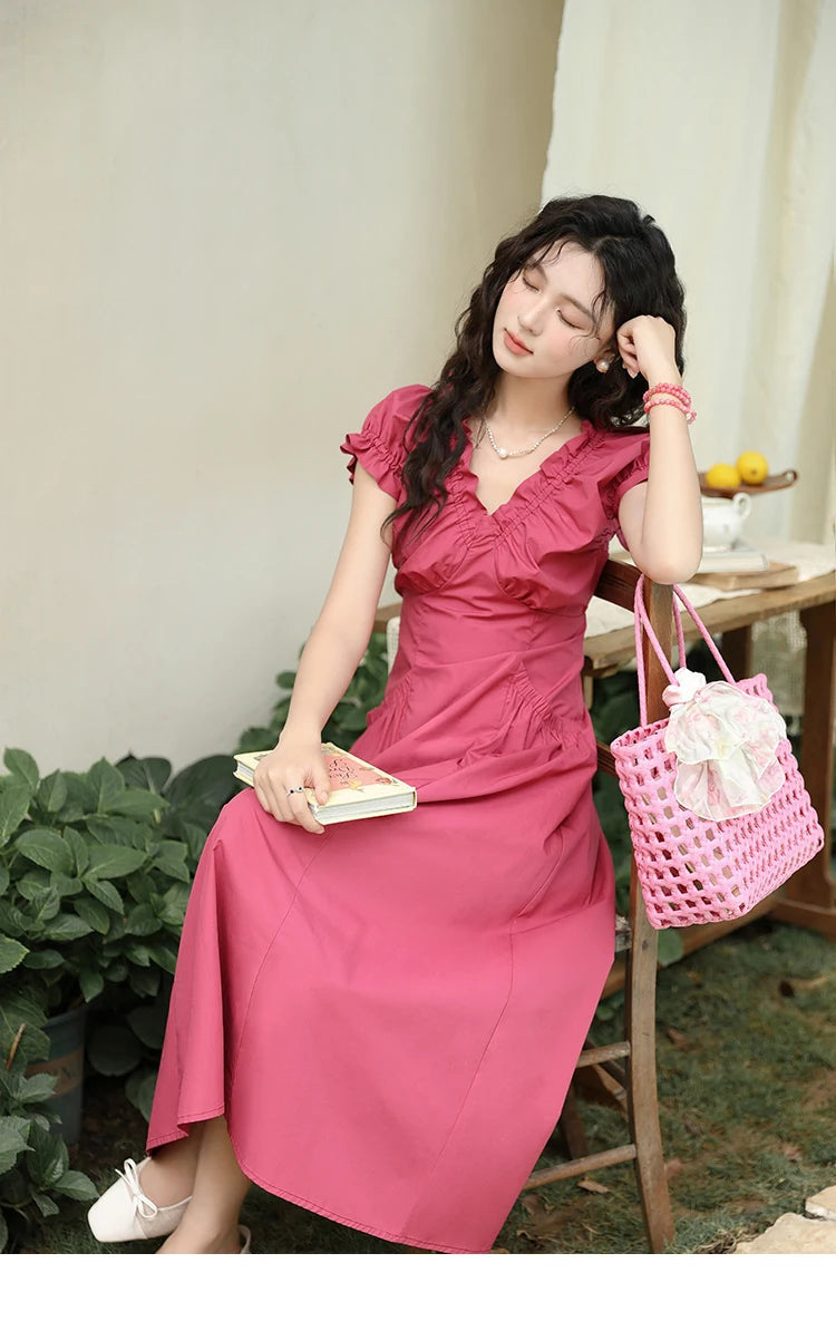 Mishow 100% Cotton V-Neck Pocket Dress MXD29L1934