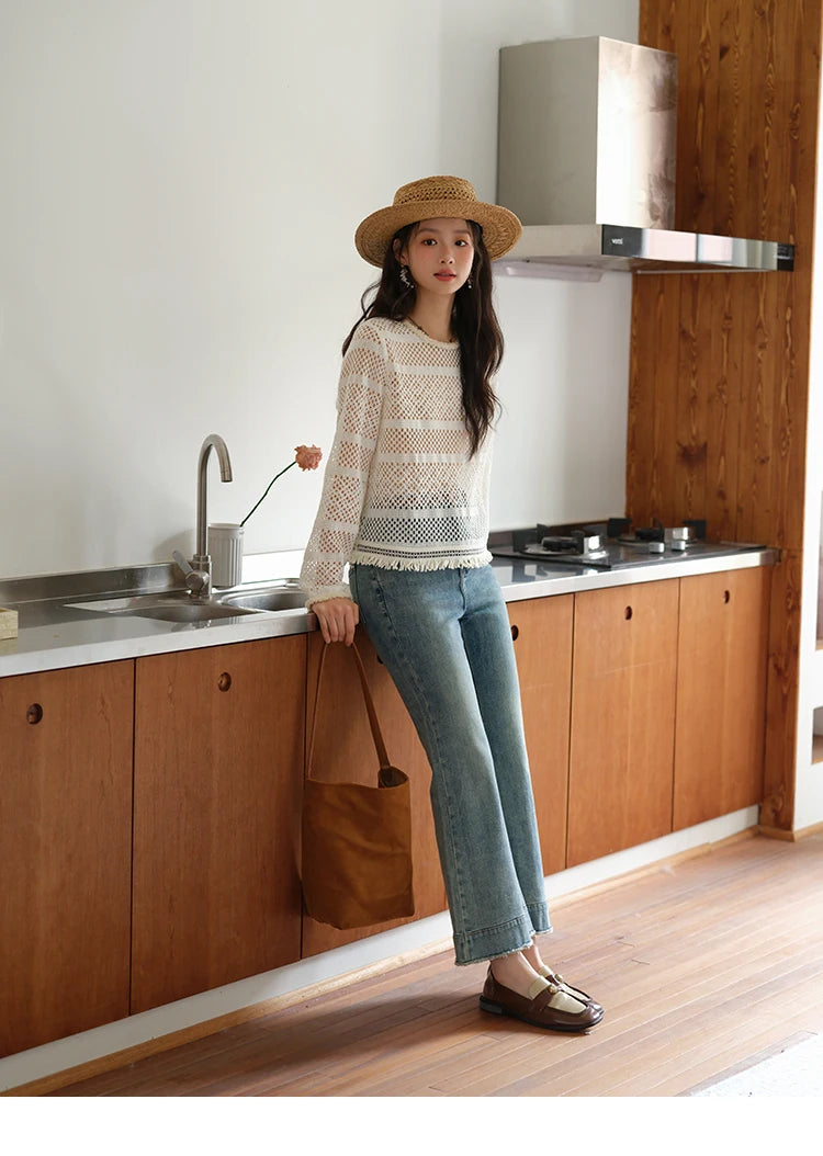 MISHOW Bohemian Lace Hollow Top Hem Tassel Knit MXE41X2466