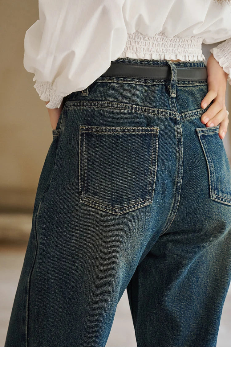 Mishow American Retro Wide Leg Jeans with Tassel Hem MXD12K0538