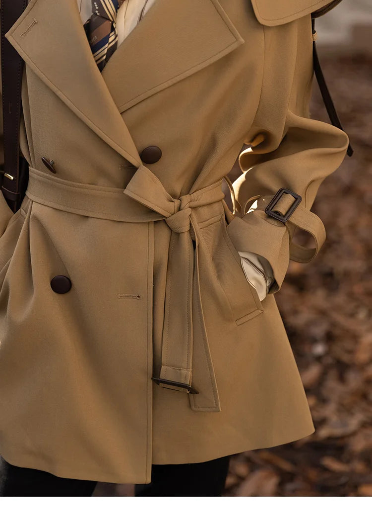Mishow Polo Collar Patchwork Long Trench Coat MXB33W0399