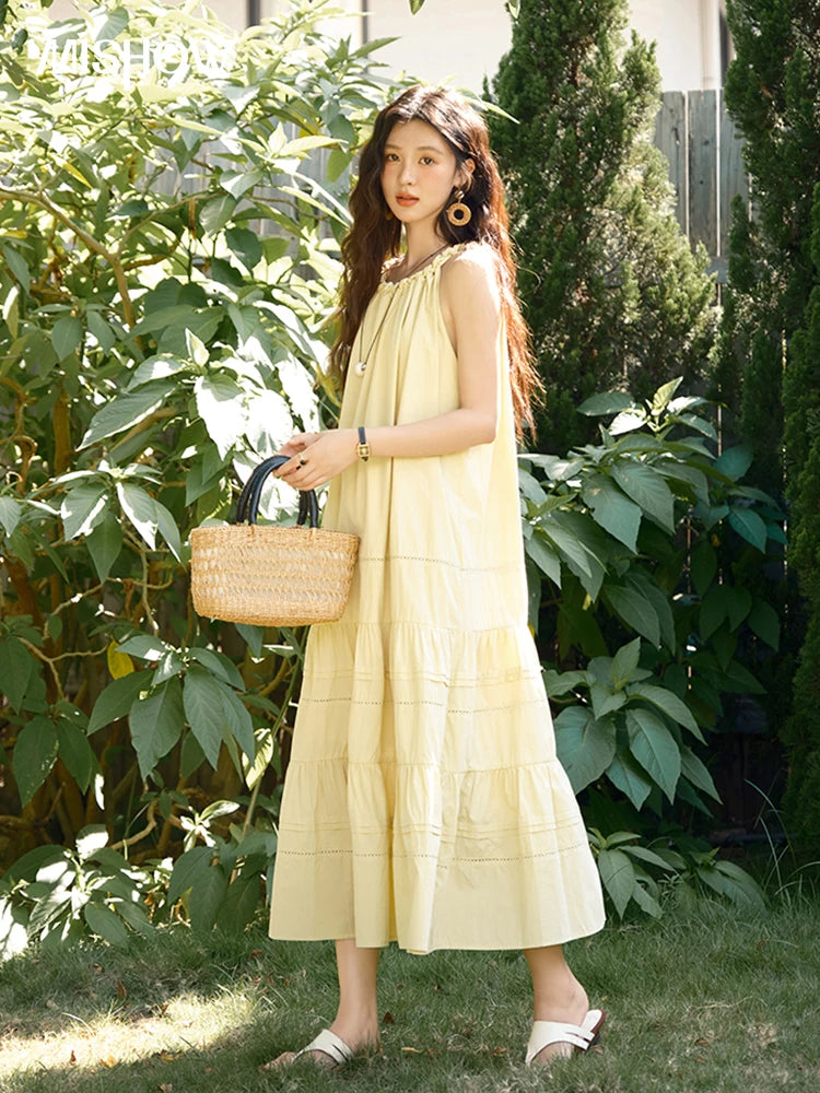 Mishow Twists Neck Strap Hollow Lace-Up Dress MXE39L2383