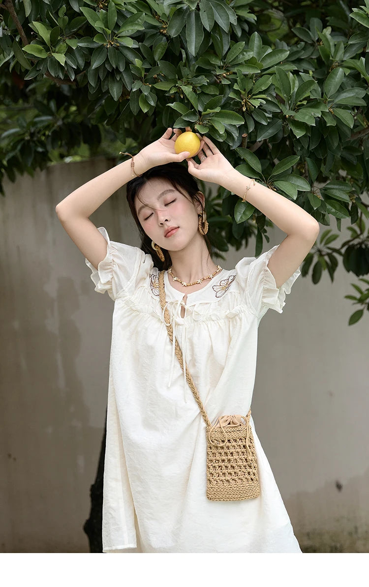 Mishow Jacquard Embroidered Bubble Sleeve Dress MXD30L1864
