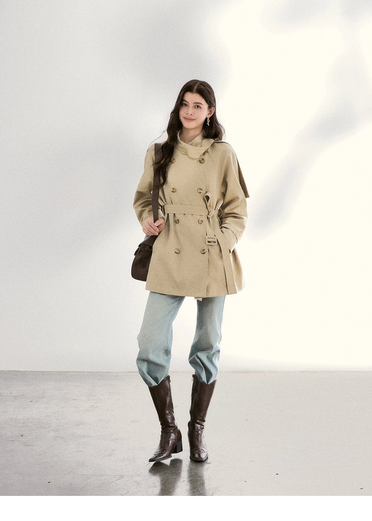 Mishow Double-Breasted Belted Mid-Length Trench MXF11W1031