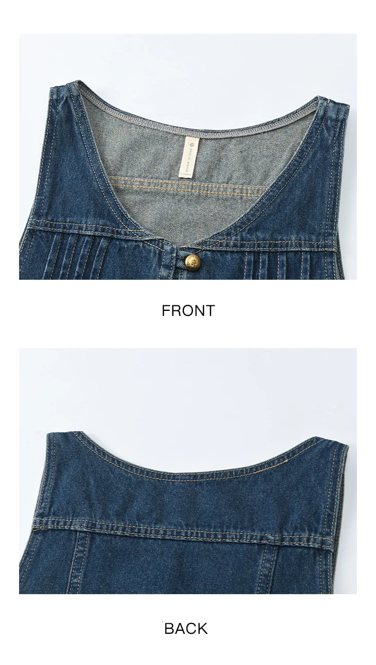 Mishow Retro Deep Blue Denim Vest Coat MXE16W0750