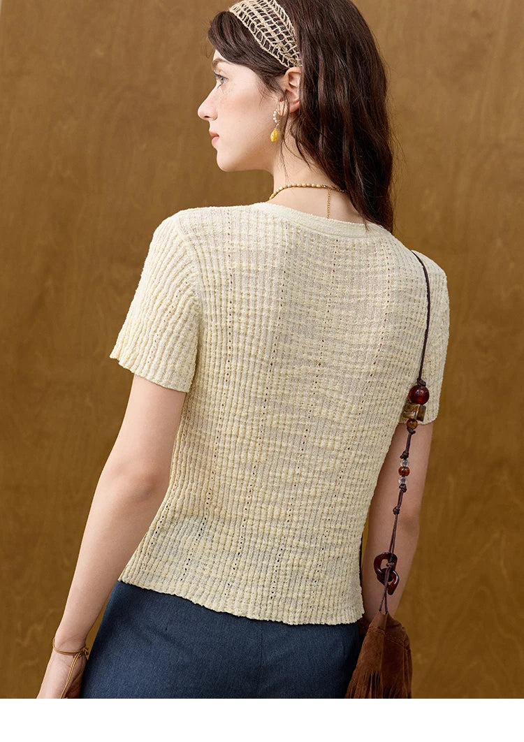 Mishow Solid Knit Round Neck Office Tee MXE31Z1229
