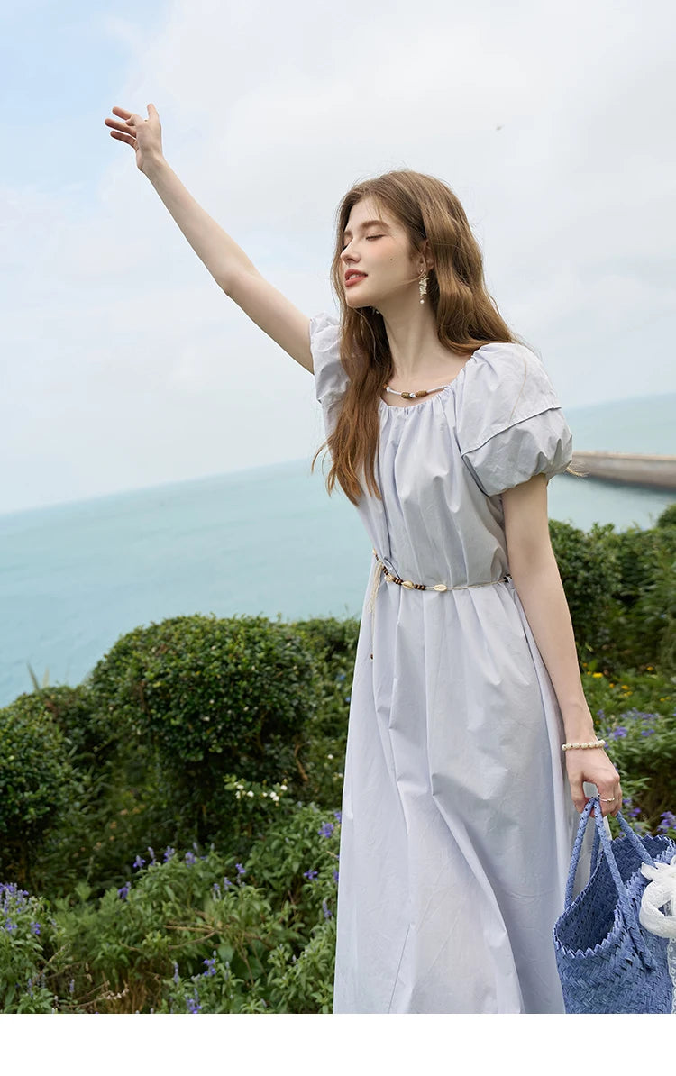 MISHOW 100% Cotton Bohemian Bubble Sleeve Dress MXD26L1940