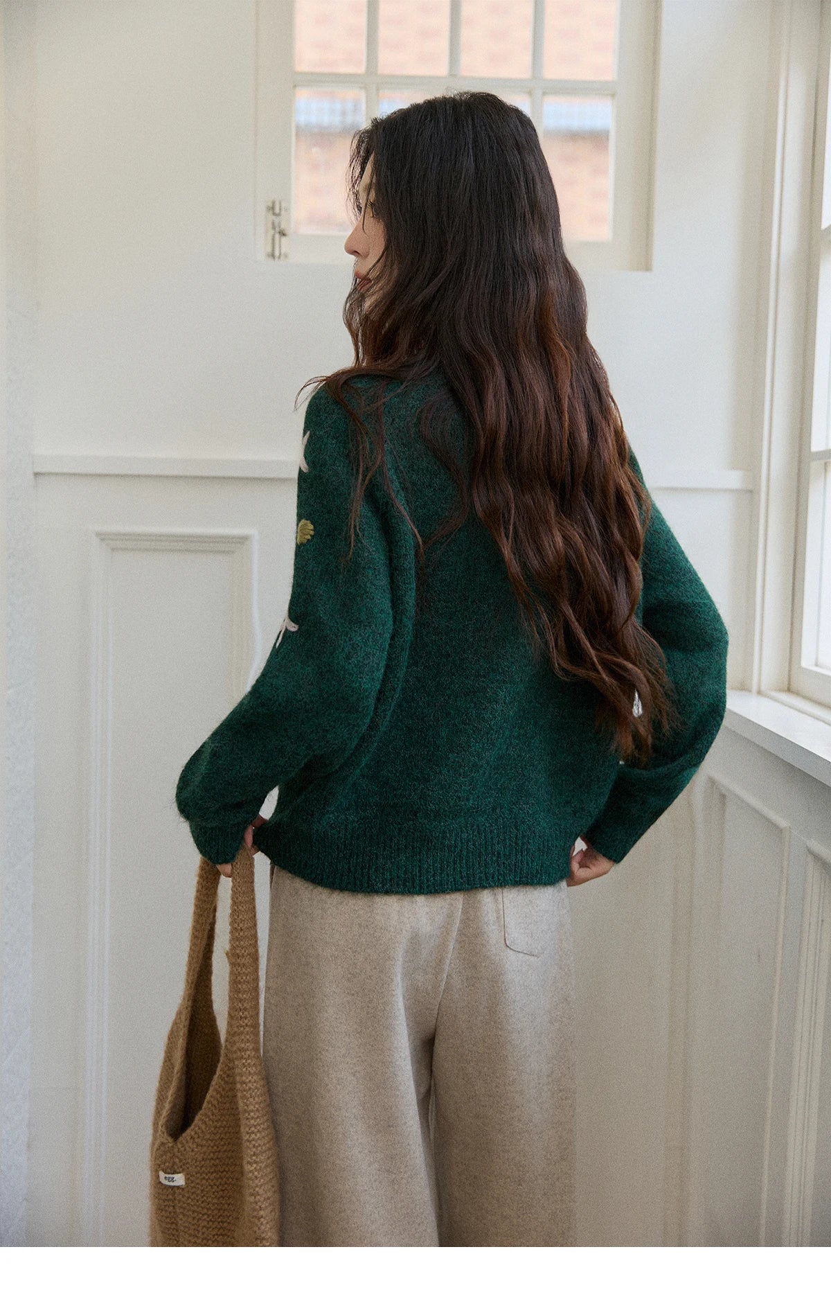 Mishow Green Retro Flower Embroidery Cardigan MXE86Z2729
