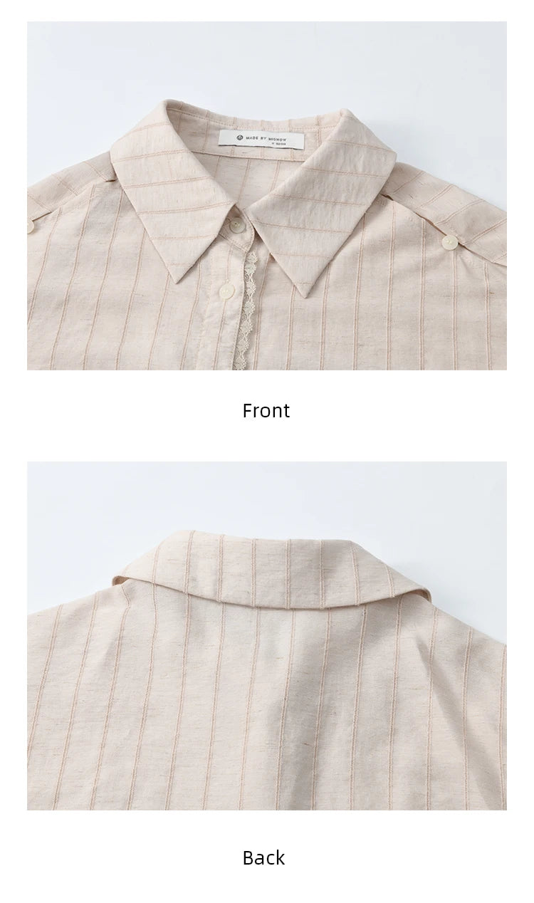 MISHOW Striped Long Sleeve Shirt Turn-Down Collar MXE33C0772