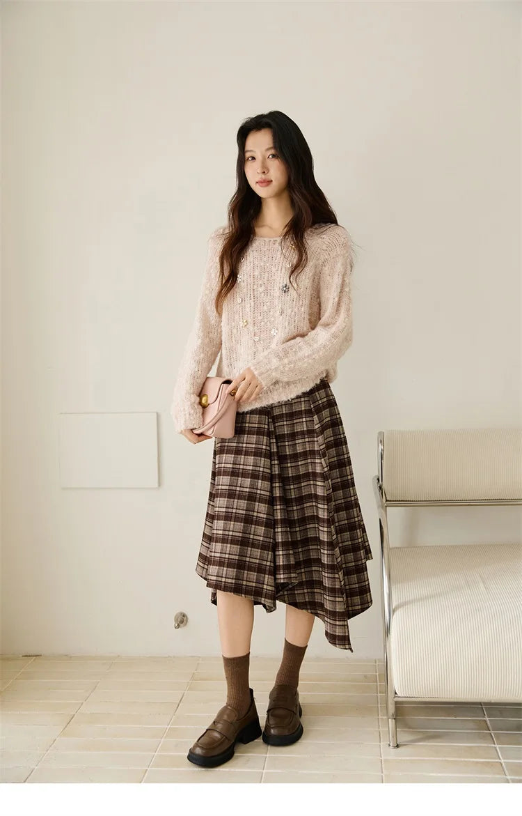 Mishow Scoop Neck Hollow Raglan Sleeve Sweater MXE46Z2565