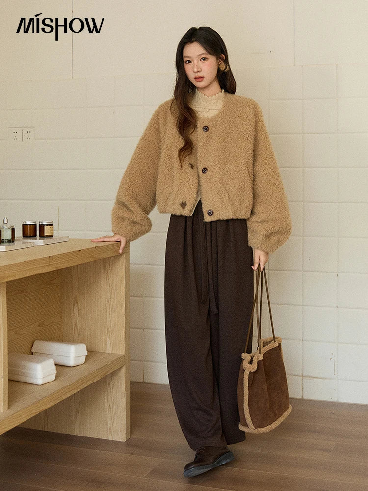Mishow Retro Lamb Wool Crew Neck Jacket MXE90W0995