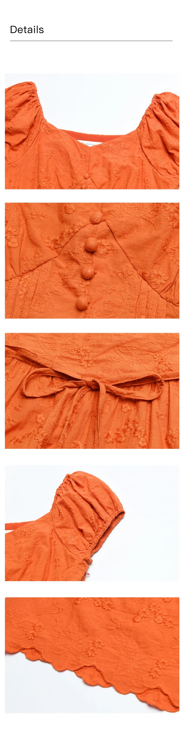 Mishow 100% Cotton Orange Embroidered Sweetheart Dress MXD29L1931