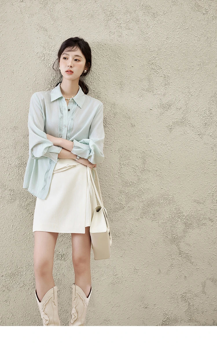 Mishow Solid A-Line High Waist Slim Mini Skirt MXE12B0655