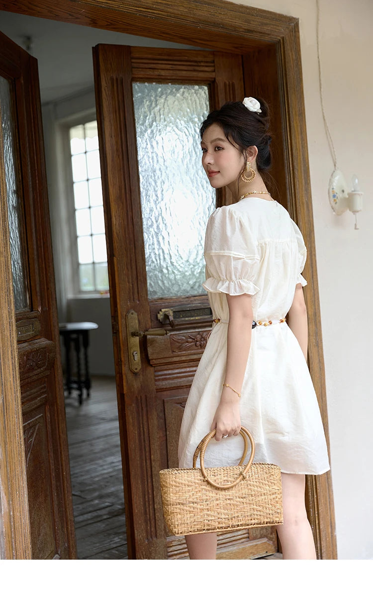 Mishow Jacquard Embroidered Bubble Sleeve Dress MXD30L1864