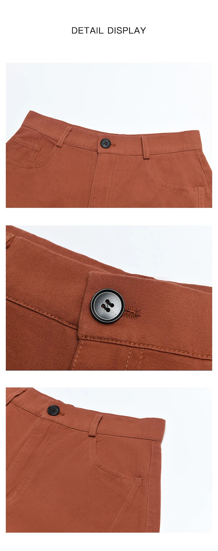 MISHOW Red Casual Shorts High Waist Loose Straight Leg Pockets MXD25K0679