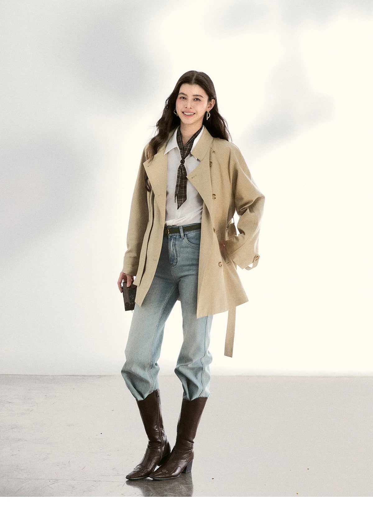 Mishow Double-Breasted Belted Mid-Length Trench MXF11W1031