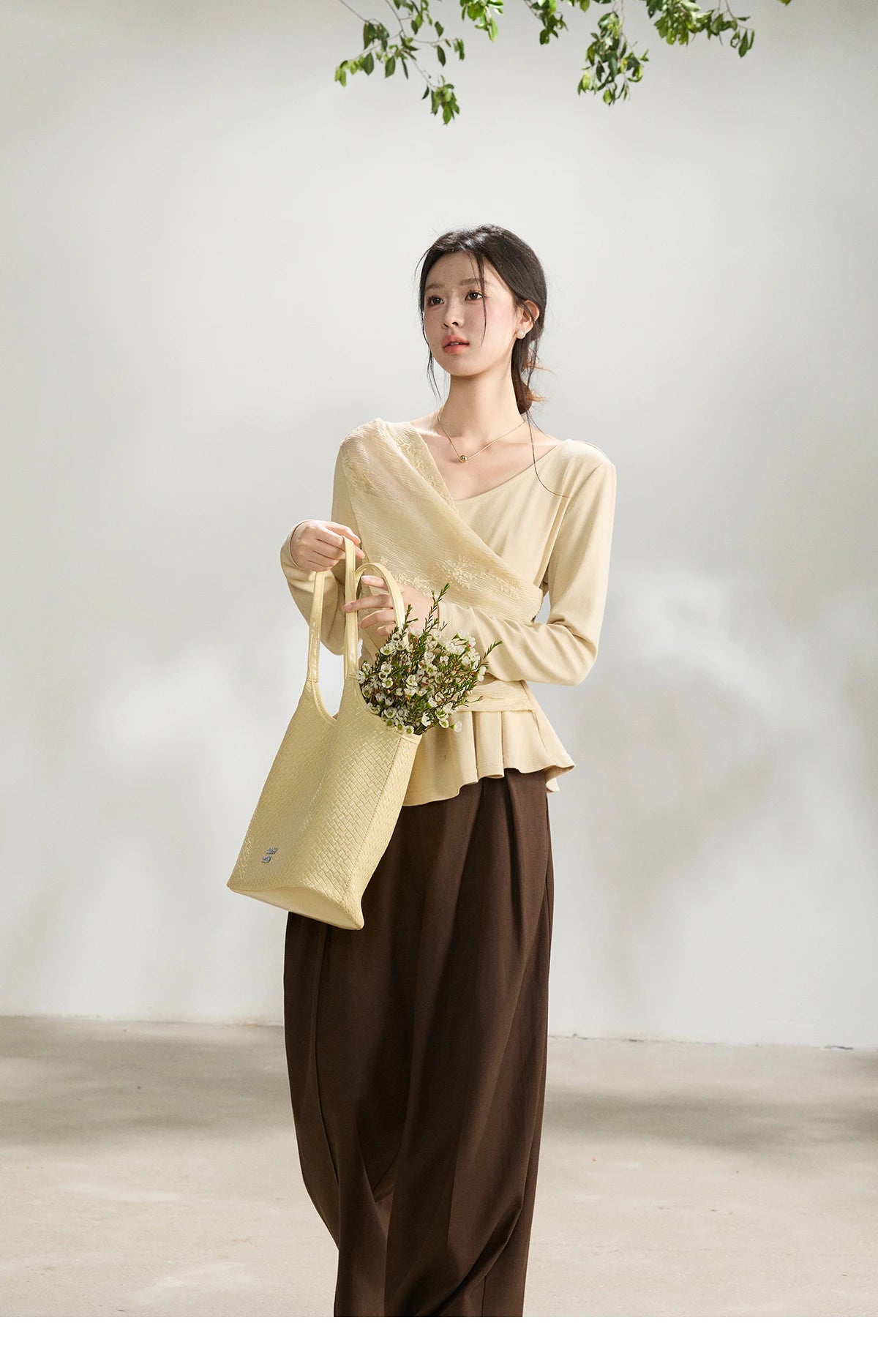 Mishow Asymmetric Lace Patchwork Ruched Top MXF11Z2942