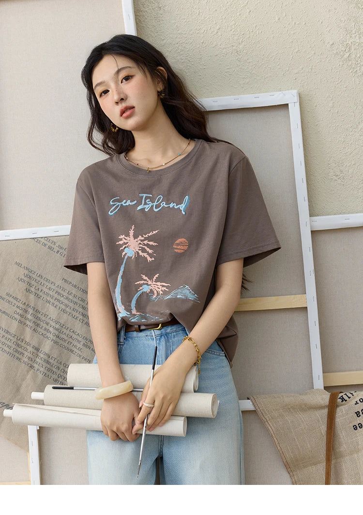 Mishow Cartoon Print Tassel Detail Tee MXE31T0533