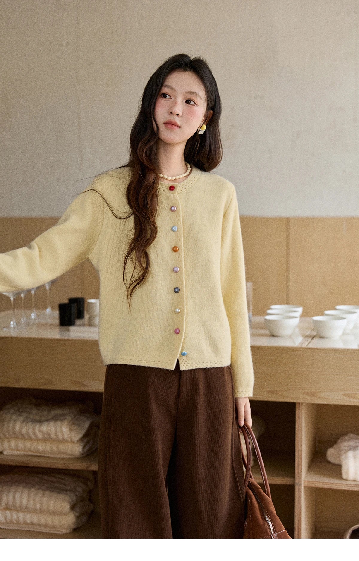 Mishow Rainbow Button Hollow Out Cardigan MXE90Z2796