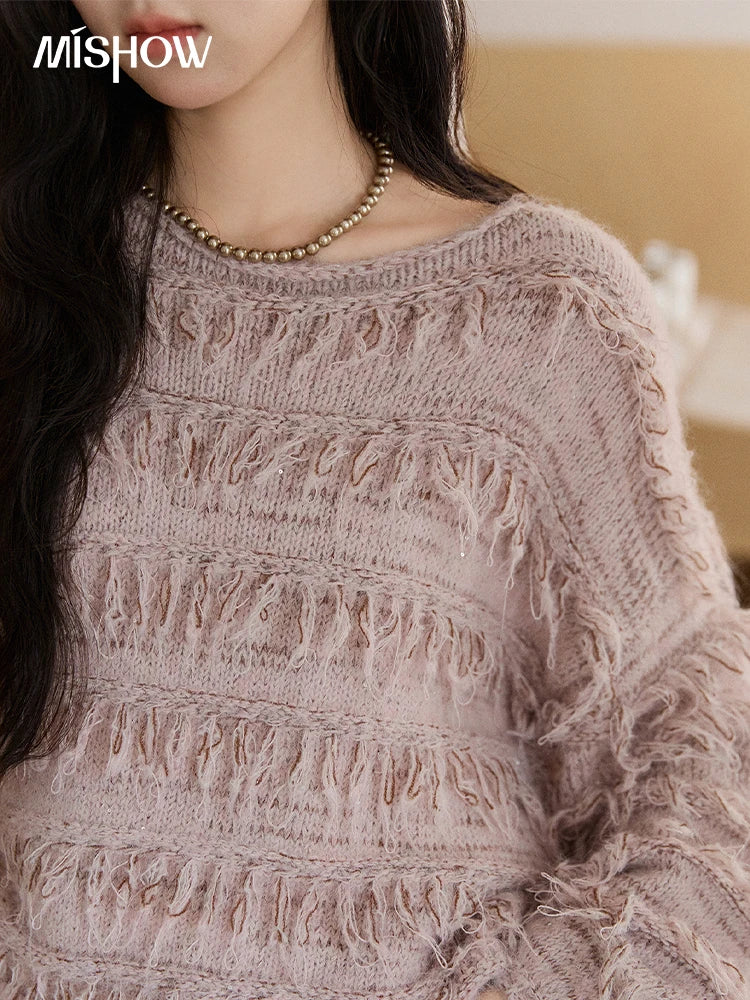 Mishow Tassel Bead Wool Blended Thick Sweater MXE90Z2822