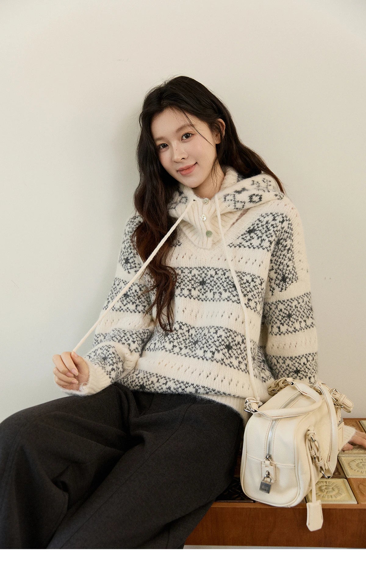 Mishow Fair Isle Removable Hood Sweater MXE94Z2979
