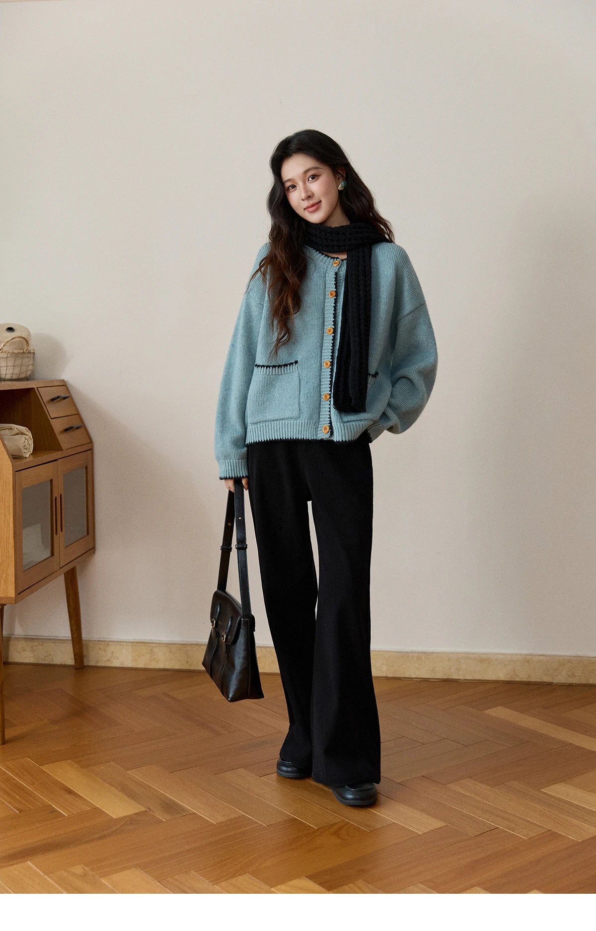 Mishow Yellow Color Collision Edge Pocket Cardigan MXE94Z2973