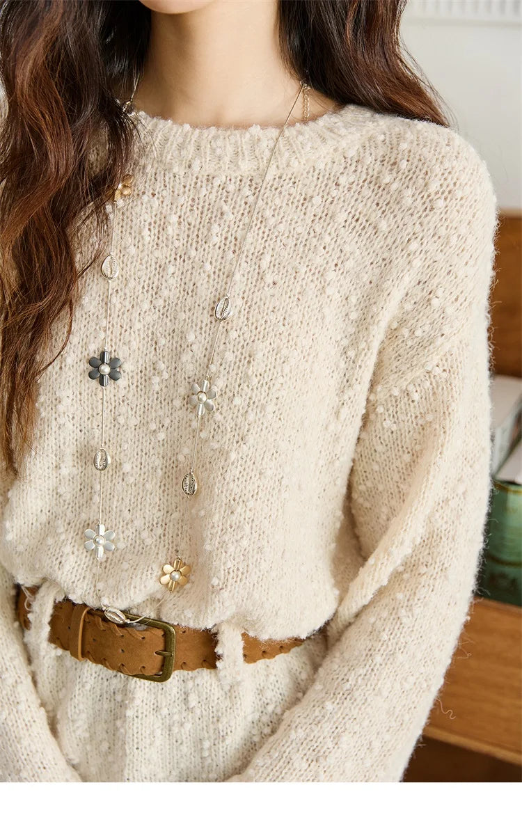 Mishow Belt Waist Drop Shoulder Wool Pullover MXE46Z2582
