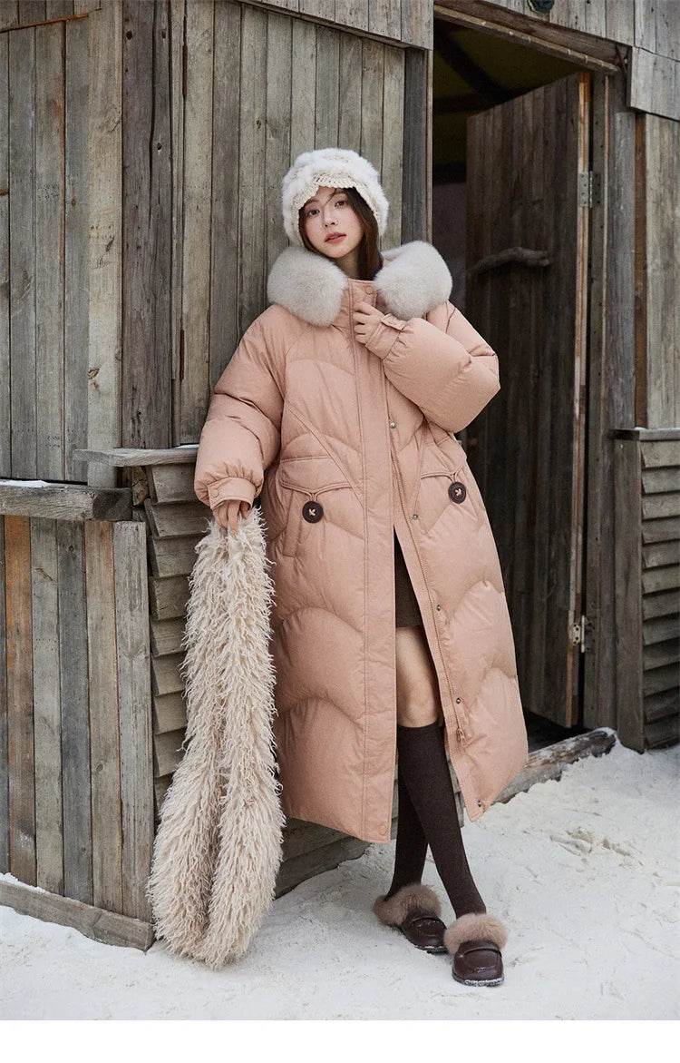 Mishow Fox Fur Collar 90% White Duck Down Jacket MXE51Y0082