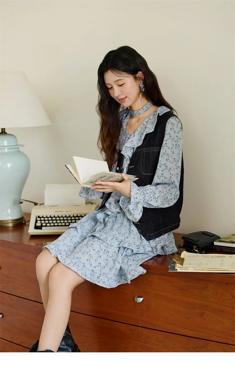 Mishow Denim V-Neck Vest with Pockets MXE45W0868