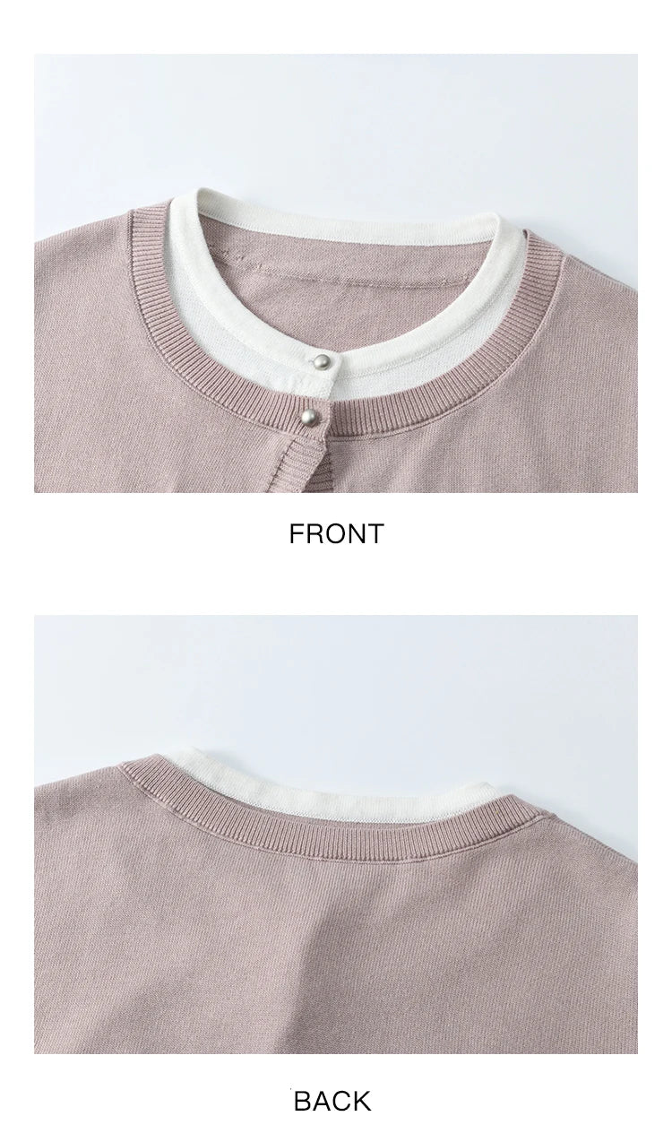 Mishow Fake Two-Piece Contrast Patch Pocket Cardigan MXE12Z1144