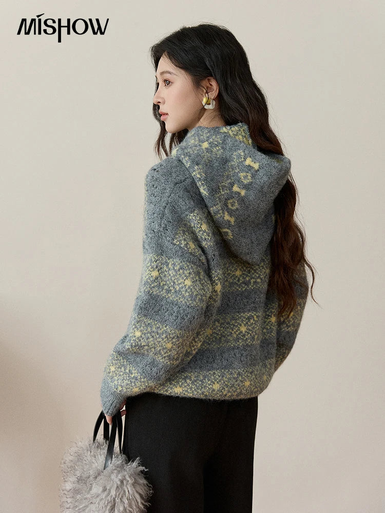 Mishow Fair Isle Removable Hood Sweater MXE94Z2979