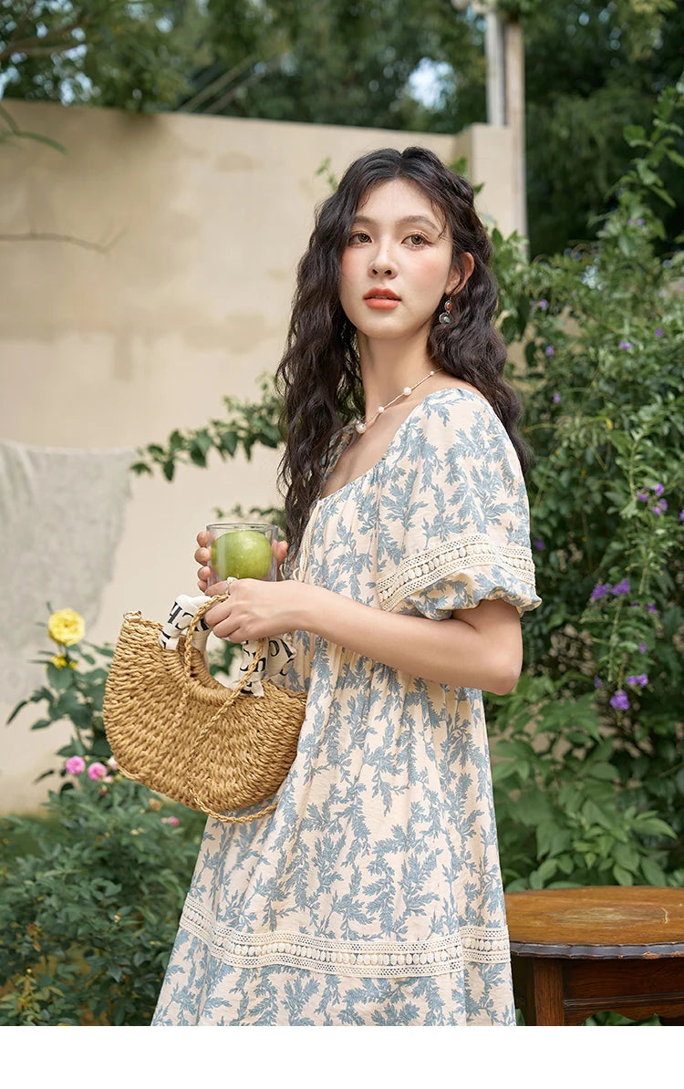 Mishow French Floral U-Neck Lace-Up Doll Dress MXD27L1898
