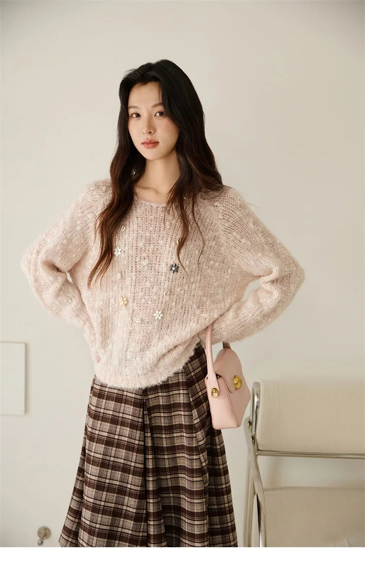 Mishow Scoop Neck Hollow Raglan Sleeve Sweater MXE46Z2565