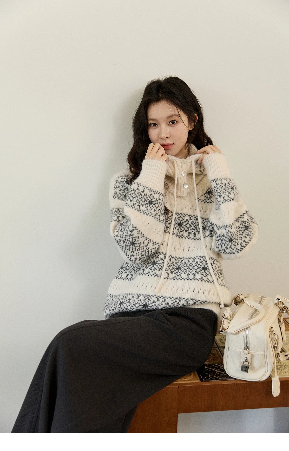 Mishow Fair Isle Removable Hood Sweater MXE94Z2979