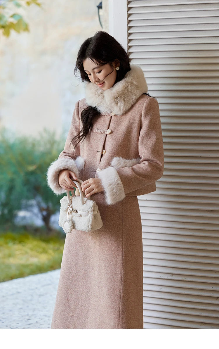 Mishow New Chinese Tweed Coat & Midi Skirt Set MXD54W0583