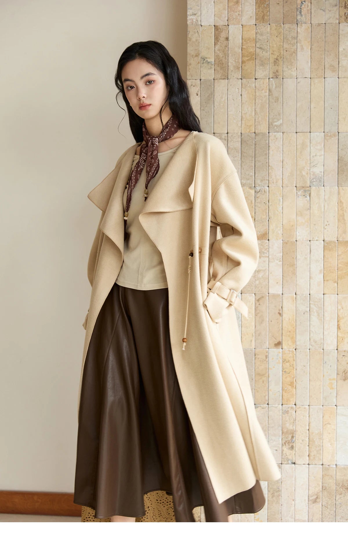 Mishow Apricot Brushed Knit Pleated Pullover MXE48Z2517