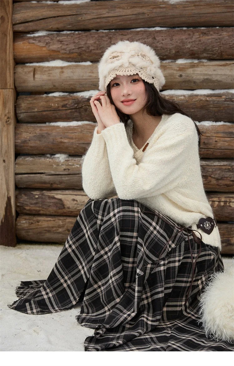 Mishow Luxury V-Neck Ribbed Cuff Pullover MXE87Z2755