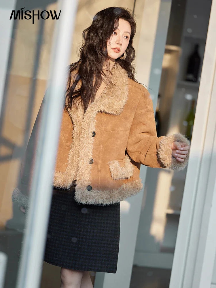 MISHOW Faux Fur Jacket Turn Down Collar Reversible MXD55W0648
