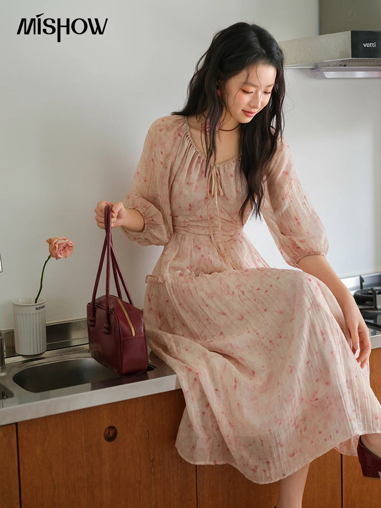 Mishow Korean Floral Convertible Off Shoulder Dress MXE41L2479
