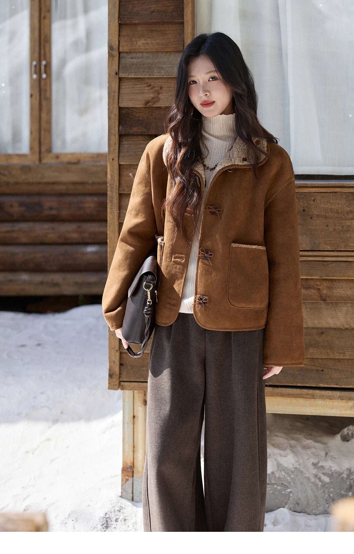 Mishow Brown Reversible Shearling Coat MXE93W1012